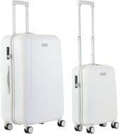 Bol.com CarryOn Skyhopper Kofferset – TSA Handbagage + Reiskoffer 78cm – Dubbele wielen - Wit aanbieding