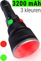 Bol.com LED zaklamp 3200 mAh- Rood Licht - Groen Licht - Wit Licht - Oplaadbare batterij - King Mungo KM-A54 aanbieding