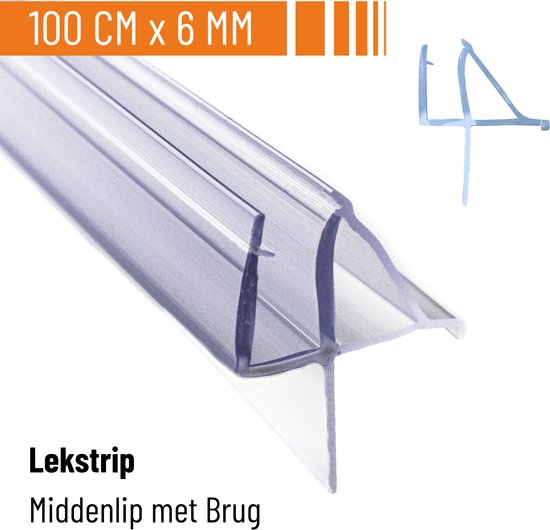 Simple Fix Douchestrip - Lekstrip - Waterkering - Douchedeurafdichting 100CM Lang - 4/5/6MM Glasdikte - Lekdorpel & dubbele middenlip