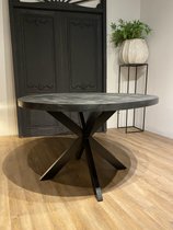 Bol.com Ronde tafel met spinpoot - 100 cm mango hout zandstraal zwart aanbieding