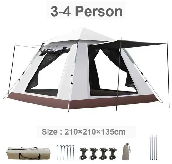 3 sec setup tent - Kampeer tent - Camping tent - Automatische tent 3/4 Persoons - Festival tent