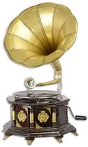 Bol.com Decoratieve Grammofoon vintage - decoratief - Achthoekige platenspeler Goud - Afwerking met Messing - 685 cm hoog aanbieding