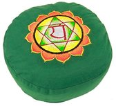 Bol.com Meditatiekussen 4e chakra geborduurd - 33x17 - Boekweit - Katoen - Groen aanbieding