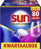 Bol.com Sun - Vaatwascapsules - Brilliant Shine - All-in 1 - een capsule met Active Oxygen+ - 5 x 16 Vaatwastabletten - Voordeel... aanbieding