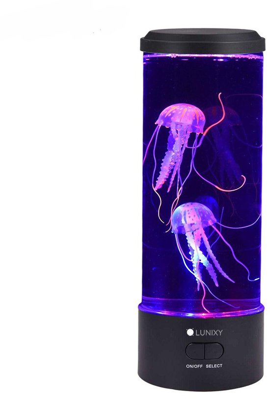 Lunixy® Jellyfish Nachtlamp – Lavalamp met Kwallen - Nachtlampje Kinderen en Volwassenen – Lava lamp - Multi-Color Lamp - 7 Standen - Tafellamp - LED lamp