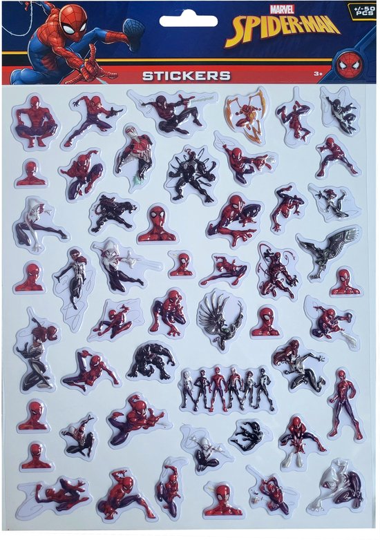 Marvel Spiderman - Pop-up - bubbel stickers - 50 stuks - knutselen - Spiderman - gohstspider - venom - kado - cadeau
