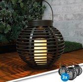 Bol.com Solar lantaarn voor buiten 'Basket' medium - Tuinverlichting voordeelset van 3 stuks - Warm wit licht - Buitenlampen op ... aanbieding