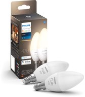 Bol.com Philips Hue Kaarslamp Lichtbron E14 - zachtwit licht - 52W - Bluetooth - 2 Stuks aanbieding