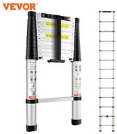 Bol.com JK24 - Telescoopladder - Telescopische ladder - Uitschuif ladder - Telescoopladder aluminium - Vouwladder - Ladder - Tra... aanbieding