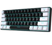 Bol.com HXSJ V900 Bedrade Mechanisch Gaming Toetsenbord - QWERTY - 61 Keys - Blue Switch - Zwart wit aanbieding