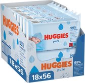 Bol.com Huggies billendoekjes - Pure 99% water - 18 x 56 stuks - 1008 doekjes - voordeelverpakking aanbieding