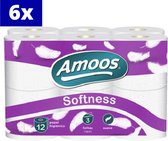 Bol.com Amoos 3-laags toiletpapier 72 rollen - wc-papier (6 x 12 rollen) - Extra zacht - Gaat extra lang mee (1 rol = 2 rollen) aanbieding
