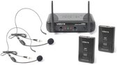 Bol.com Vonyx STWM712H 2-kanaals VHF Draadloos Microfoonsysteem met headsets aanbieding
