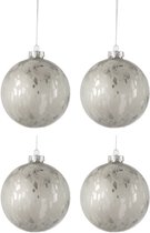Bol.com J-Line kerstbal - glas blinkend/mat - antiek zilver - large - doos van 4 aanbieding