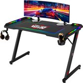 Bol.com For The Win Game Bureau met LED Verlichting - Gaming Bureau - 120x60x73 cm - Game Tafel - Incl. Muismat - Gaming Desk - ... aanbieding