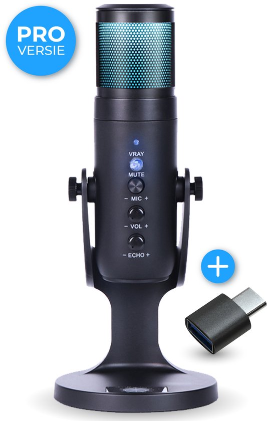 Nuvance - USB Microfoon met Standaard - voor PC en Gaming Microfoon - Streaming Microphone - RGB