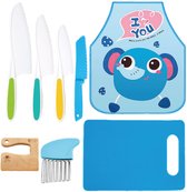 Bol.com Qwali Blue Kindermessen Set - Veilig - Inc. snijplank - Kinder - bestek - Messen Kind - Keuken - Speelgoed aanbieding