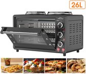 Bol.com SMH LINE® Camping Oven met 2 kookplaten - 26L - 1400W - Convectie Mini Oven - Geëmailleerde Holte - Hetelucht & Grillfun... aanbieding