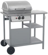 Bol.com vidaXL Gasbarbecue met 3-laags zijtafel zwart en zilverkleurig aanbieding