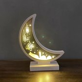 2023 Muslin EID Ramadan Mubarak Lamp Wooden Craft Led Moon Light For Home Decorations