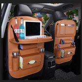 Luxe Auto Organizer met Tablet Houder Autostoel Organiser Ipadhouder voor Kinderen – Cognac Bruin