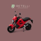 Retelli Drago - scooter électrique - cyclomoteur de sport - ROUGE - batterie 32AH - y compris plaque d'immatriculation, nom et contrôle technique