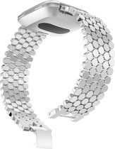 SmartphoneClip® Metaal schakel Bandje "Dots" Zilver geschikt voor Fitbit Versa (Versa 2, Versa Lite)