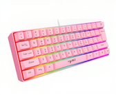 60% Mechanical feel Gaming Keyboard - RGB verlichting - Roze mechanische feel toetsenbord - Roze