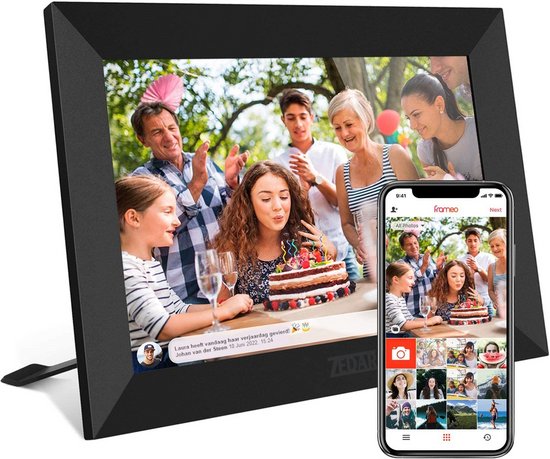 Digitale fotolijst met WiFi en Frameo App – Fotokader - 7 inch – HD+ -IPS Display – Zwart - Micro SD - Touchscreen - Zedar F300