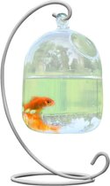Hangende Glazen Vissenkom – Met Standaard – 10 x 15cm – 23cm totale hoogte – Kleine Vissen