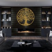 Wanddecoratie |Family Tree  decor | Metal - Wall Art | Muurdecoratie | Woonkamer |Gouden| 45x45cm