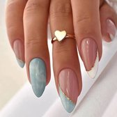 Appuyez sur les ongles - faux Ongles - Blauw rose - amande - manucure - coller les Ongles - faux ongles Nail Art - auto-adhésif
