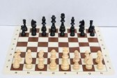 Schaakspel: Houten nummer 3 schaakstukken met siliconen opvouw schaakbord (ideaal voor op reis)