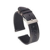 SmartphoneClip® Horlogeband - Vintage Leer - 20 mm - Zwart - Horlogebandjes