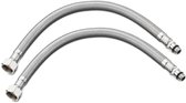 Navaris 2x flexibele slang voor kranen - 3/8 inch M10 aansluiting - Lengte 30 cm - Aansluitslang voor kraan - Voor badkamer- en keukenkranen