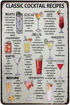 Leuk Cocktail Recepten Bord - Recipe Sign - Decoratief - Horeca - Bar - Wandbord - Metaal