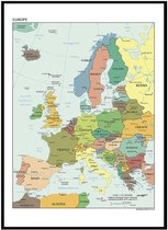 Poster Carte Landen et Capitales d' Kaart Europa - Éducatif - Affiche scolaire - Grand 70x50