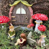 Décoration de jardin de maison de fée gnome super mignon de 4 pièces avec un design lumineux