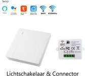 TechU™ Draadloze Lichtschakelaar & Connector – Wit – Schakelaar met Wifi – Waterproof