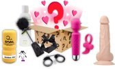 TipsToys Mystery Tease Love Box pour les débutants - Surprise Surprise Coffret Cadeau avec des jouets sexuels difficiles Dildo Menottes Fouet Masque pour les yeux Butt Plug Sex Toys