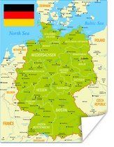 Poster Kleurrijke kaart van Duitsland - 30x40 cm